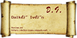 Dalkó Iván névjegykártya